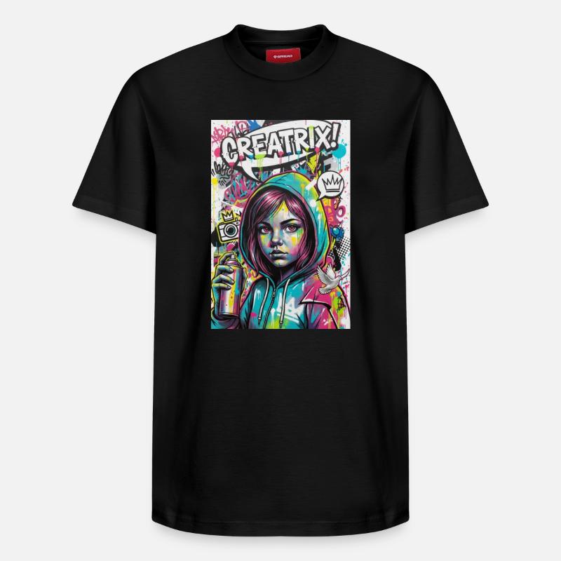 Farbexplosion Graffiti Heldin - Relaxed Unisex Supima Cotton T-Shirt – von SPREAD - Schwarz