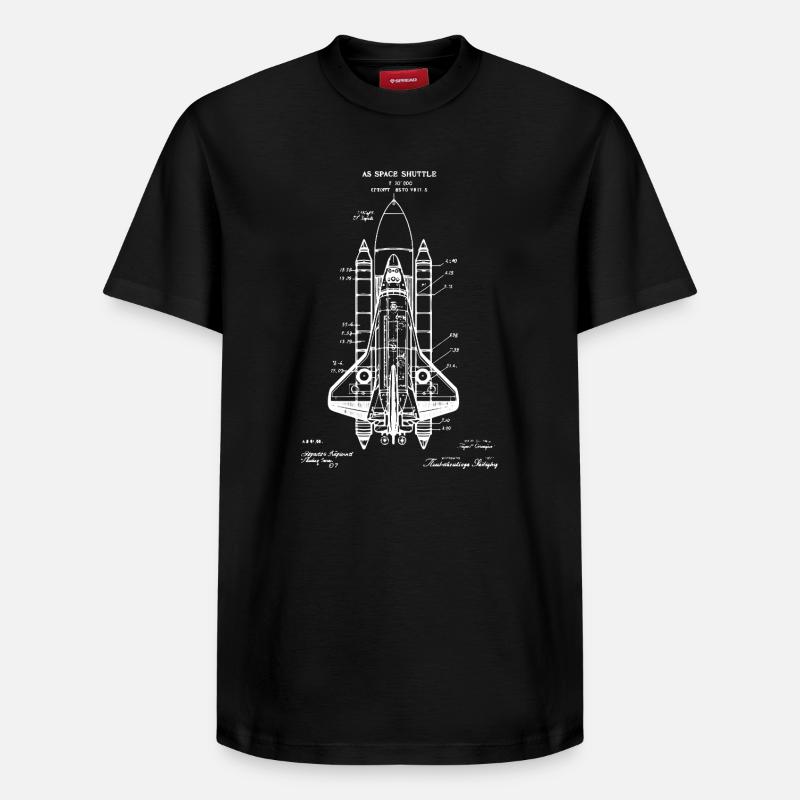 Plan de la navette spatiale - T-shirt unisexe décontracté en coton Supima – de SPREAD - noir