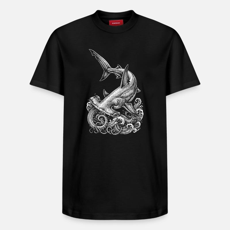 Conception du requin-marteau - T-shirt unisexe décontracté en coton Supima – de SPREAD - noir
