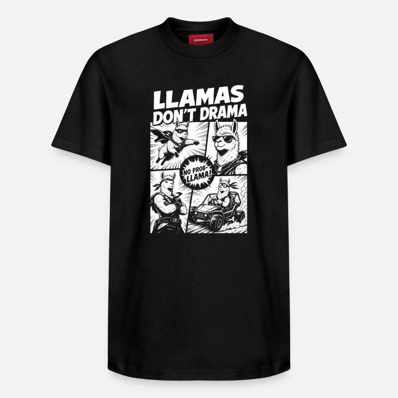 Llama Mode Action Comic - Relaxed Unisex Supima Cotton T-Shirt – von SPREAD - Schwarz