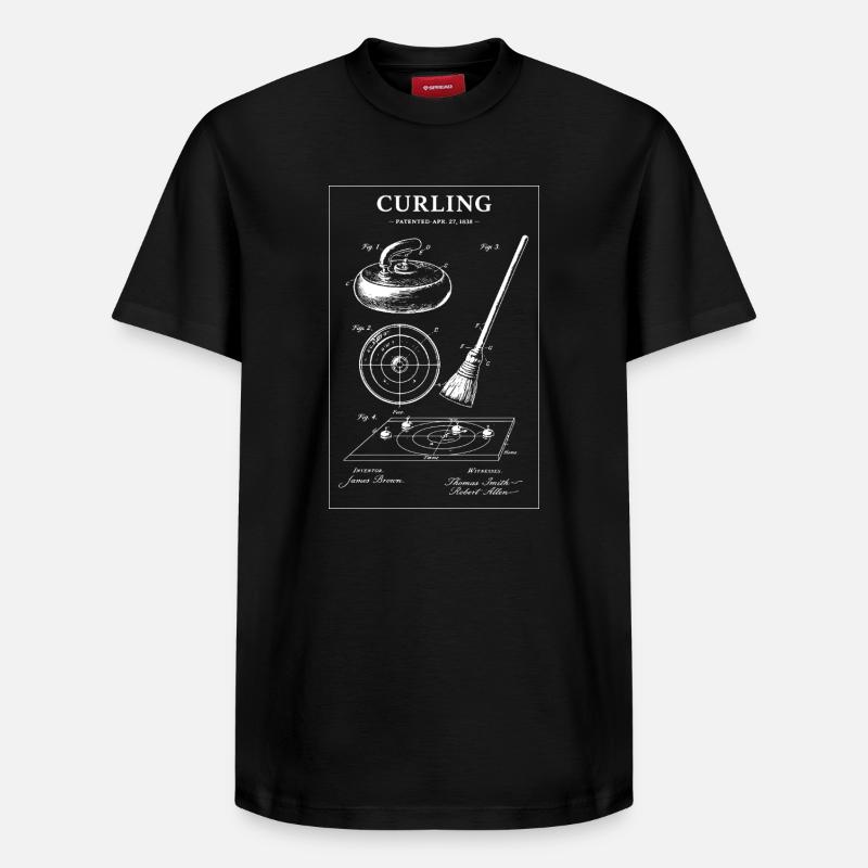 Curling Blueprint-Artwork - Relaxed Unisex Supima Cotton T-Shirt – von SPREAD - Schwarz