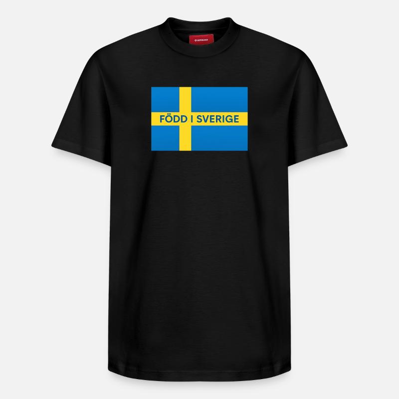 Drapeau suédois – Né en Suède - T-shirt unisexe décontracté en coton Supima – de SPREAD - noir