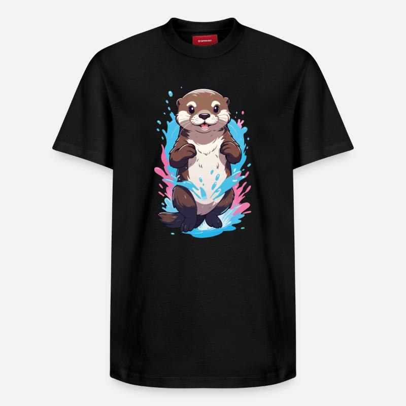 Mignon Ludique Loutre Splash Joy - T-shirt unisexe décontracté en coton Supima – de SPREAD - noir