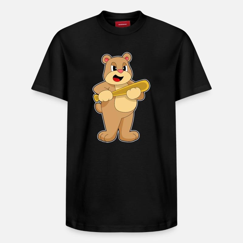 Batte de baseball Bear - T-shirt unisexe décontracté en coton Supima – de SPREAD - noir