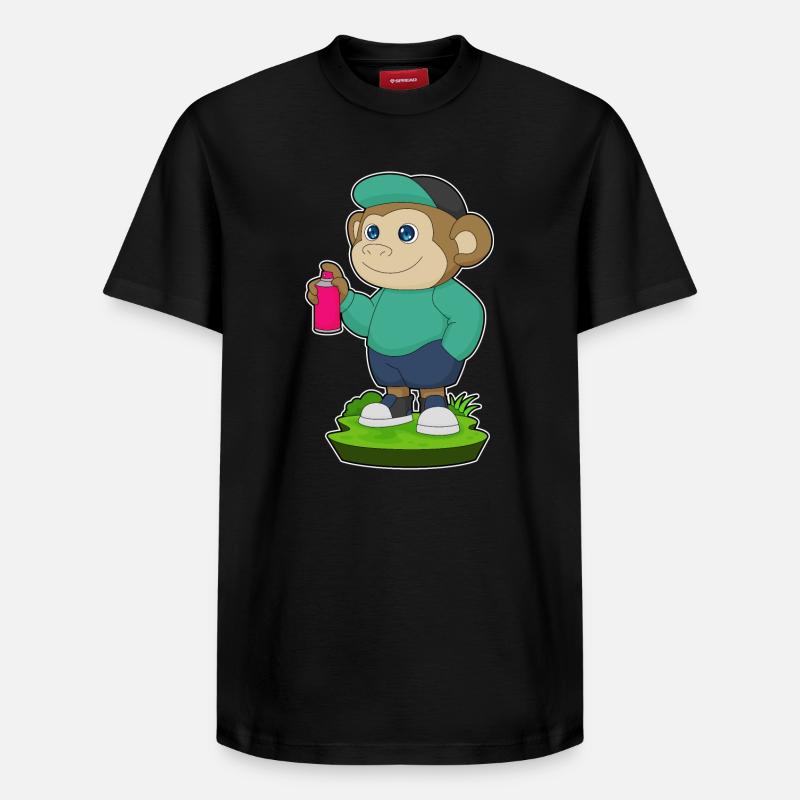 Spray de peintre singe - T-shirt unisexe décontracté en coton Supima – de SPREAD - noir