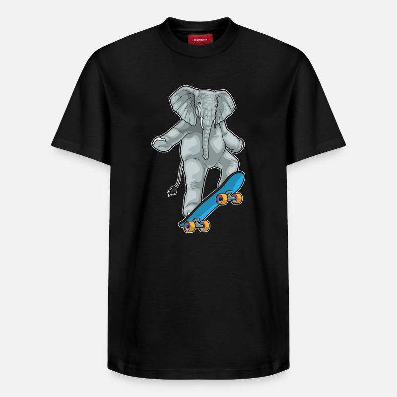 Elephant Skater Skateboard - T-shirt unisexe décontracté en coton Supima – de SPREAD - noir