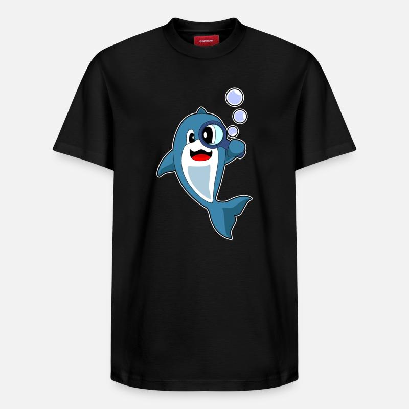 Loupe détective dauphin - T-shirt unisexe décontracté en coton Supima – de SPREAD - noir