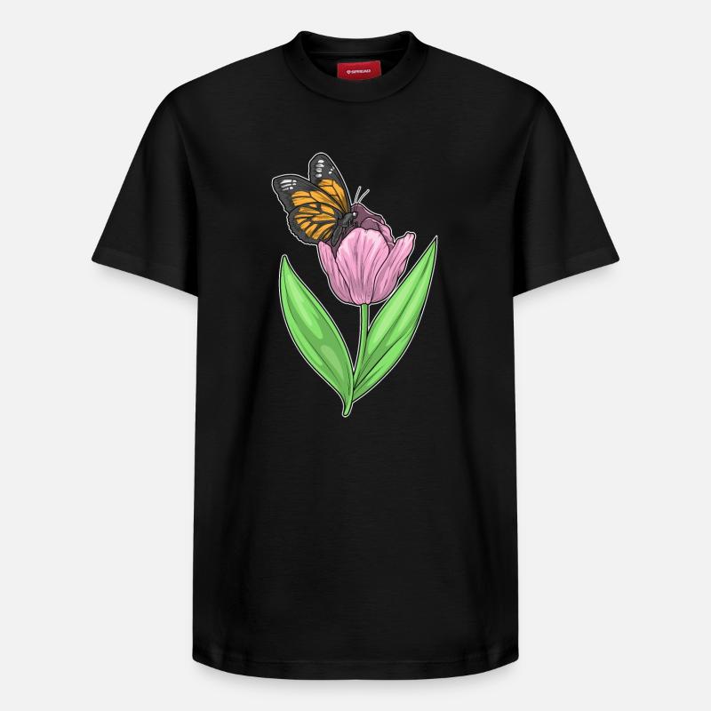 Papillon Tulipe - T-shirt unisexe décontracté en coton Supima – de SPREAD - noir
