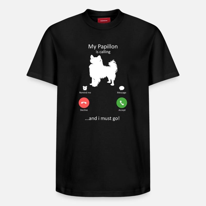 Papillon Dog Calling Smartphone Interface - Relaxed Unisex Supima Cotton T-Shirt – by SPREAD - black
