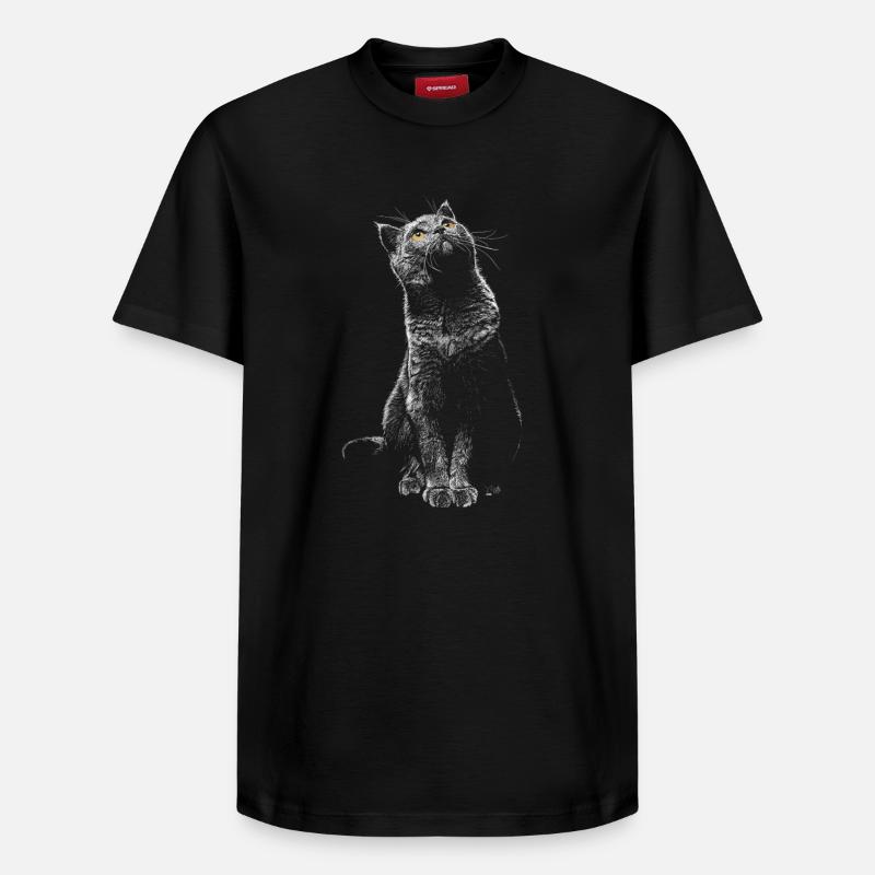 Chat - T-shirt unisexe décontracté en coton Supima – de SPREAD - noir
