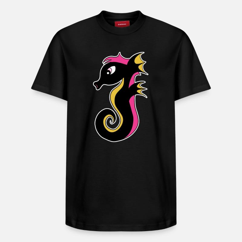Blühendes Neon-Seepferdchen - Relaxed Unisex Supima Cotton T-Shirt – von SPREAD - Schwarz