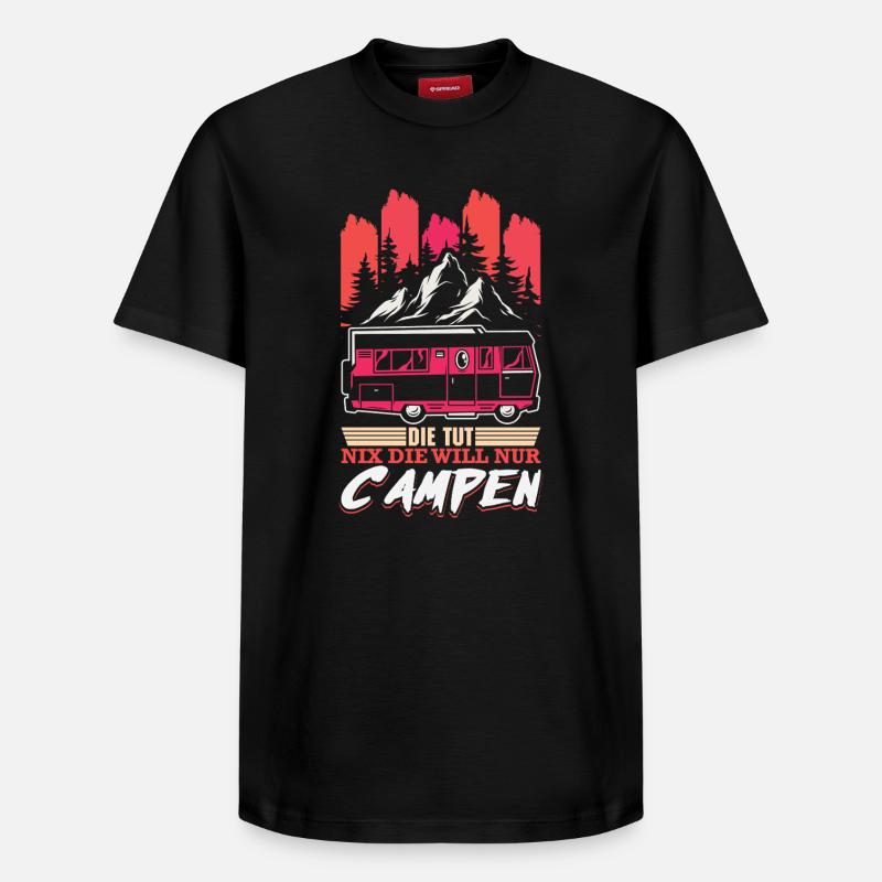Camper Camping Caravane Dicton - T-shirt unisexe décontracté en coton Supima – de SPREAD - noir
