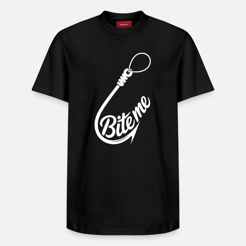 Bite Me Hook Grafik-Tee - Relaxed Unisex Supima Cotton T-Shirt – von SPREAD - Schwarz