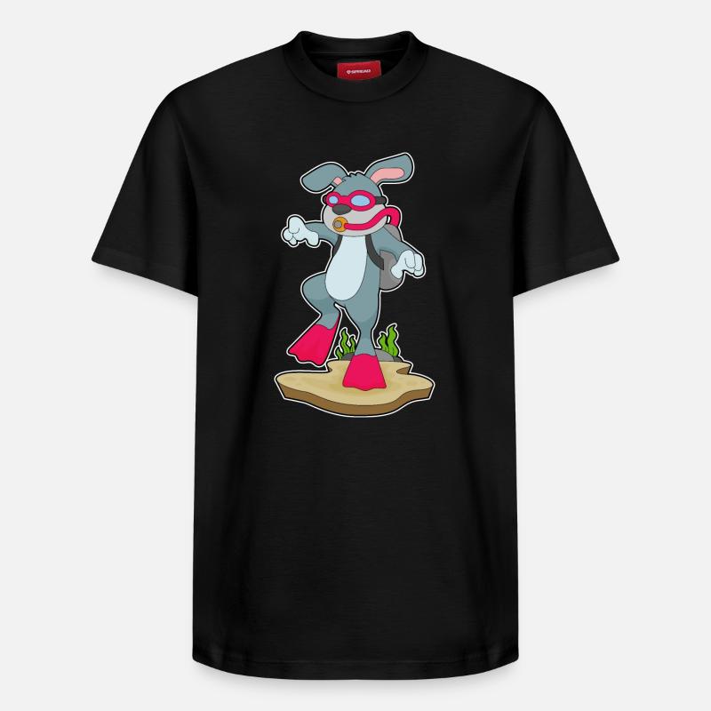Rabbit Diver Bouteille d’oxygène Plongée - T-shirt unisexe décontracté en coton Supima – de SPREAD - noir