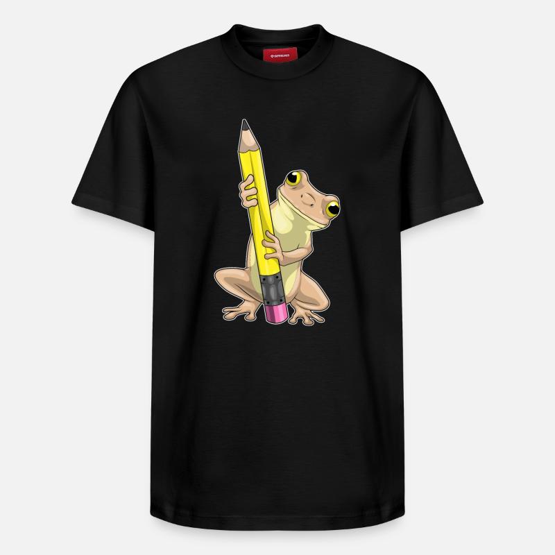 Grenouille élève crayon école - T-shirt unisexe décontracté en coton Supima – de SPREAD - noir