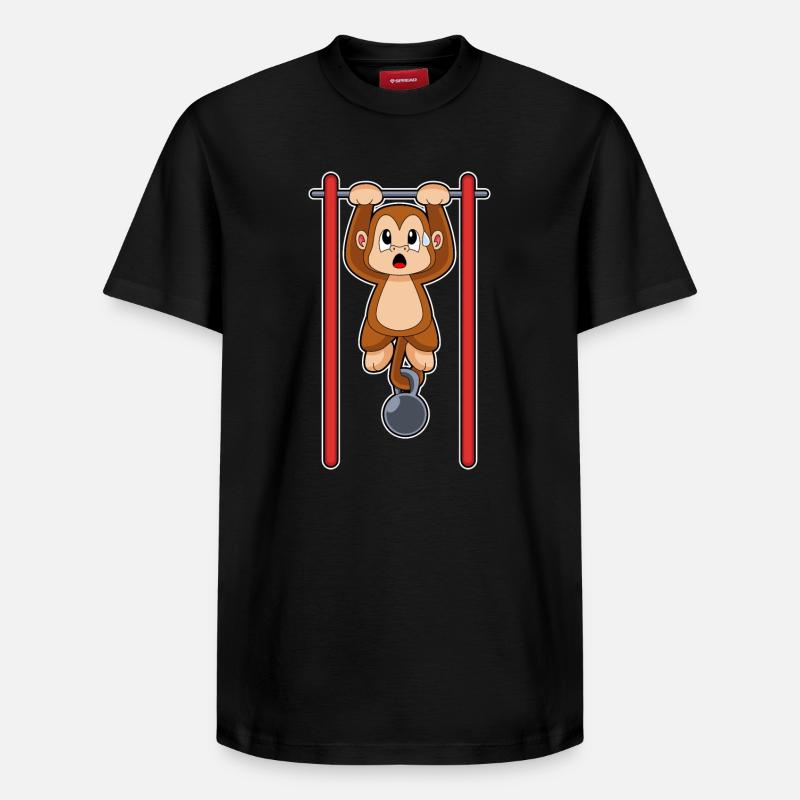 Monkey Bodybuilder Pull-ups Bodybuilding - Relaxed Unisex Supima Cotton T-Shirt – by SPREAD - black