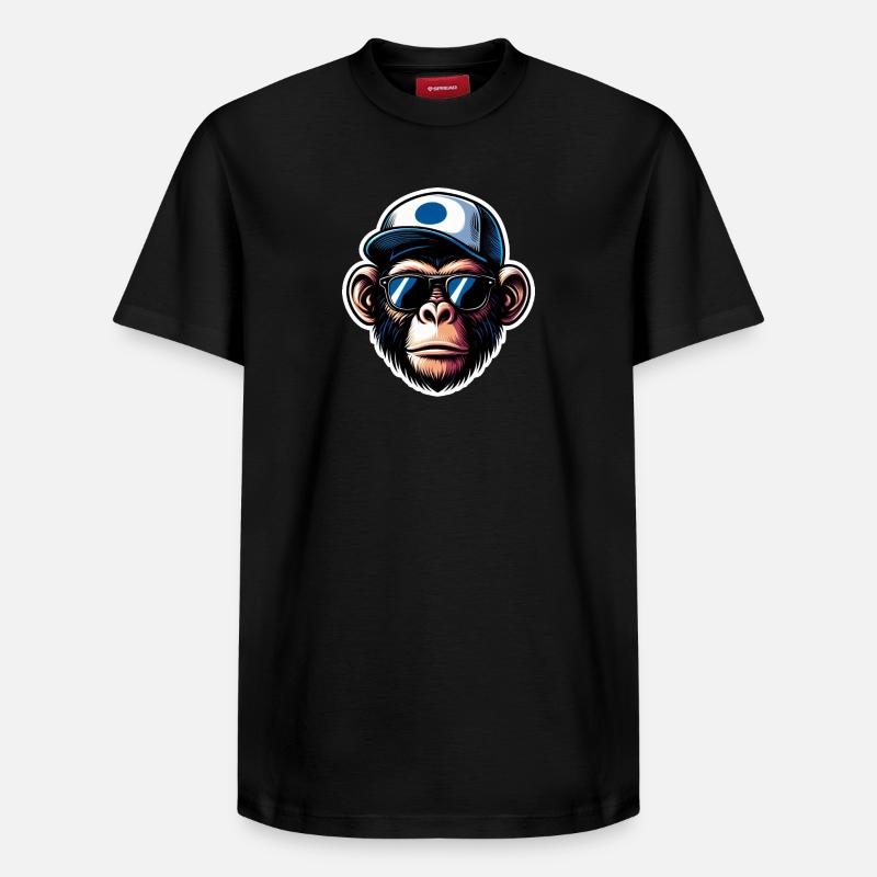 Affe Brille Cap - Relaxed Unisex Supima Cotton T-Shirt – von SPREAD - Schwarz