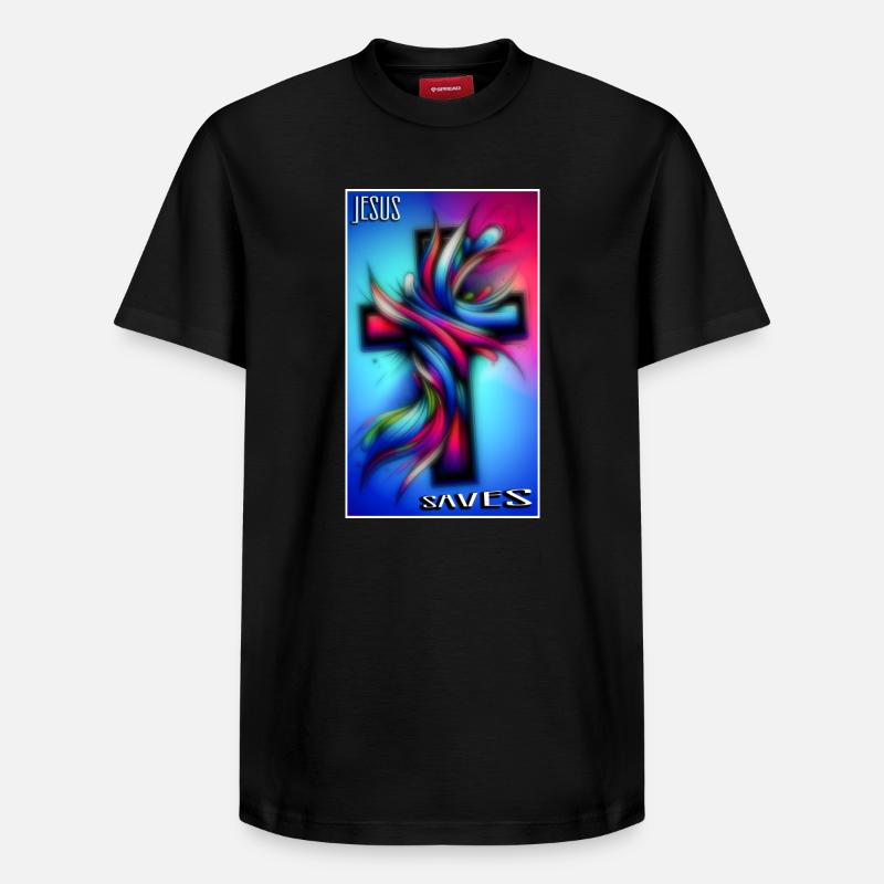 Jésus sauve - T-shirt unisexe décontracté en coton Supima – de SPREAD - noir