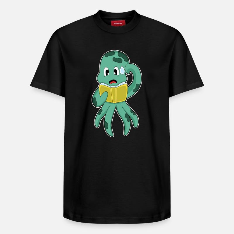 Livre Octopus Nerd - T-shirt unisexe décontracté en coton Supima – de SPREAD - noir