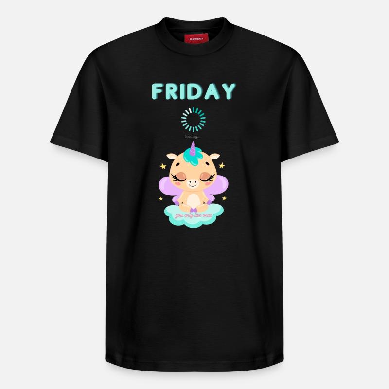 Friday loading, you only live once,Weekend - Relaxed Unisex Supima Cotton T-Shirt – von SPREAD - Schwarz