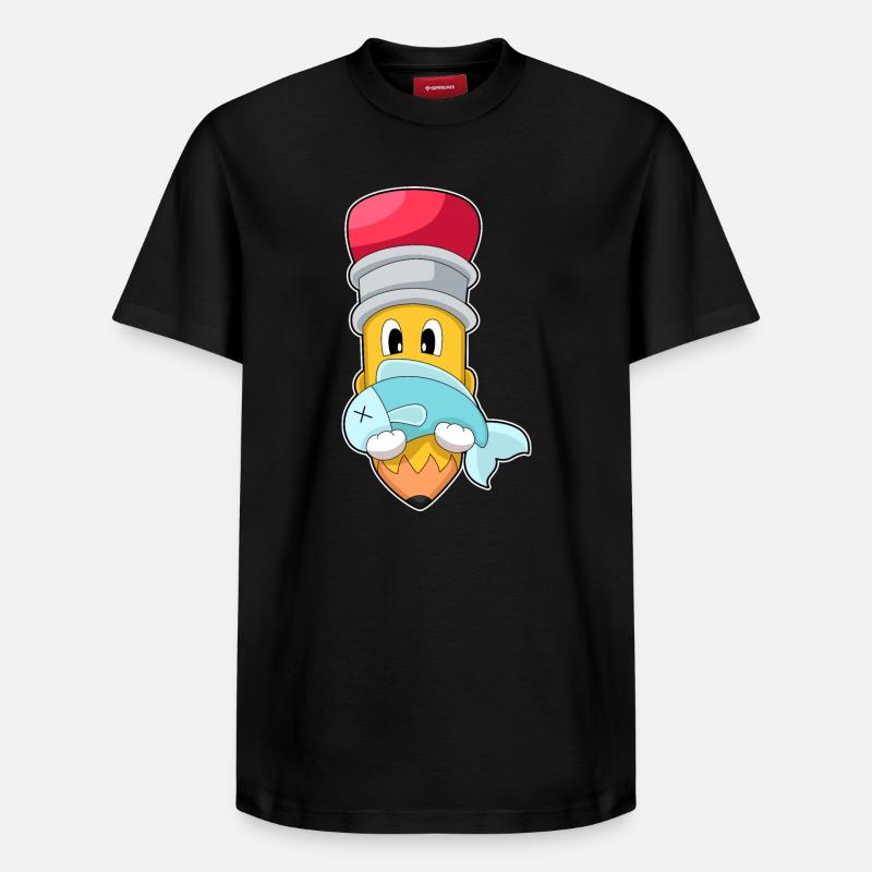 Crayon, Pêcheur, Poisson, Pêche - T-shirt unisexe décontracté en coton Supima – de SPREAD - noir