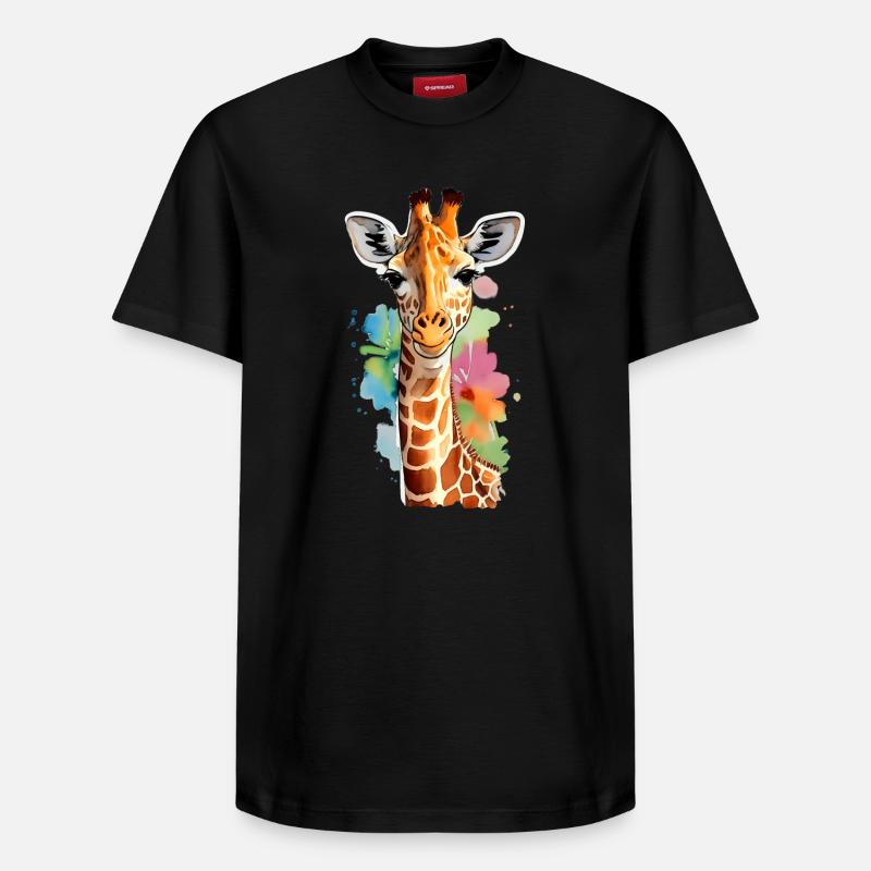 Giraffe - Relaxed Unisex Supima Cotton T-Shirt – von SPREAD - Schwarz