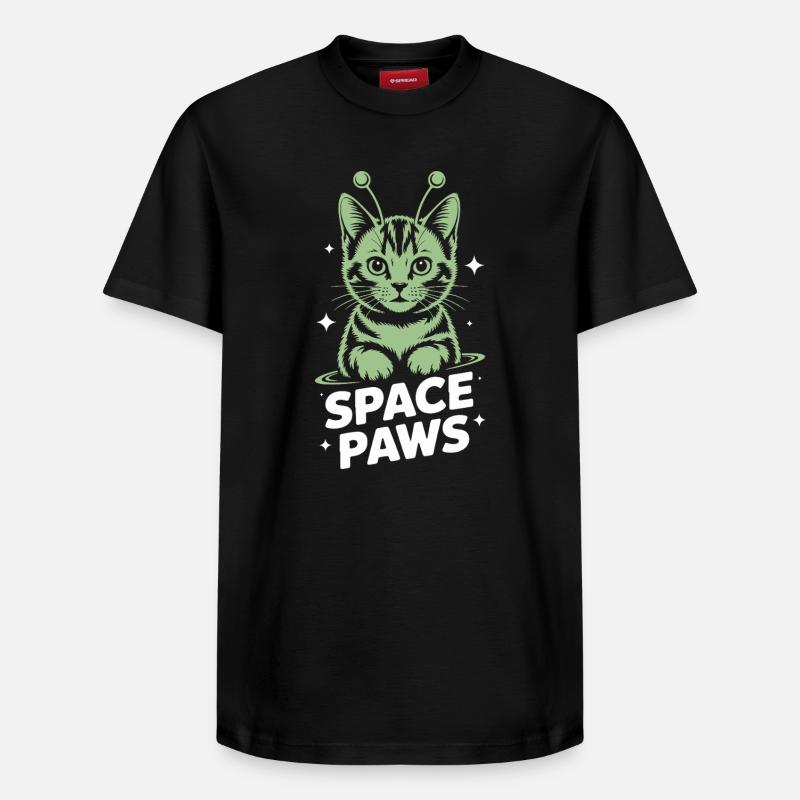Space Cat Astral Paws - Relaxed Unisex Supima Cotton T-Shirt – by SPREAD - black
