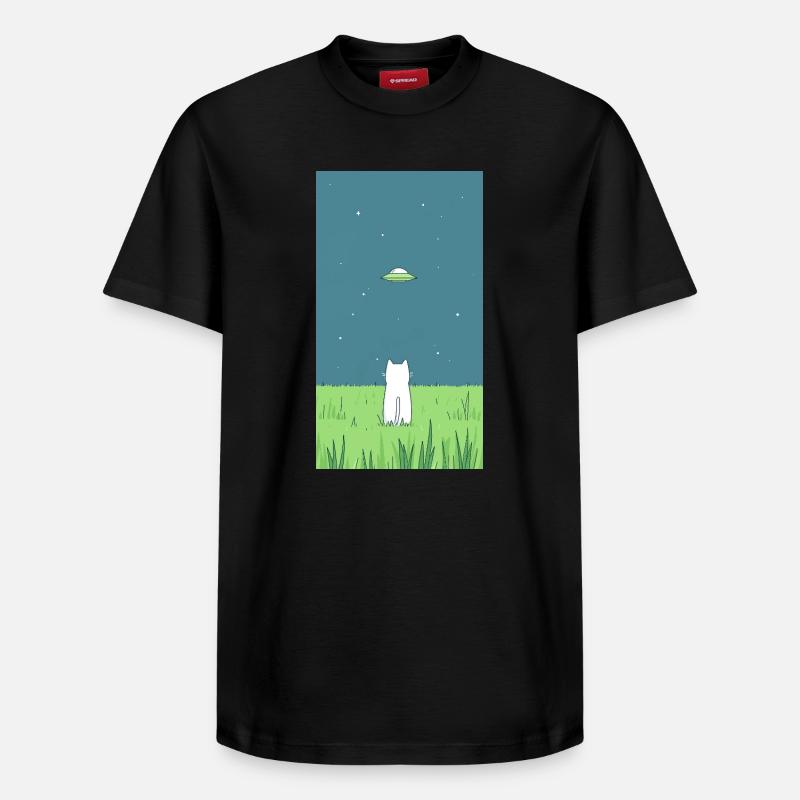 Chat et OVNI - T-shirt unisexe décontracté en coton Supima – de SPREAD - noir
