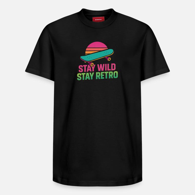 Stay Wild Retro Skate - T-shirt unisexe décontracté en coton Supima – de SPREAD - noir