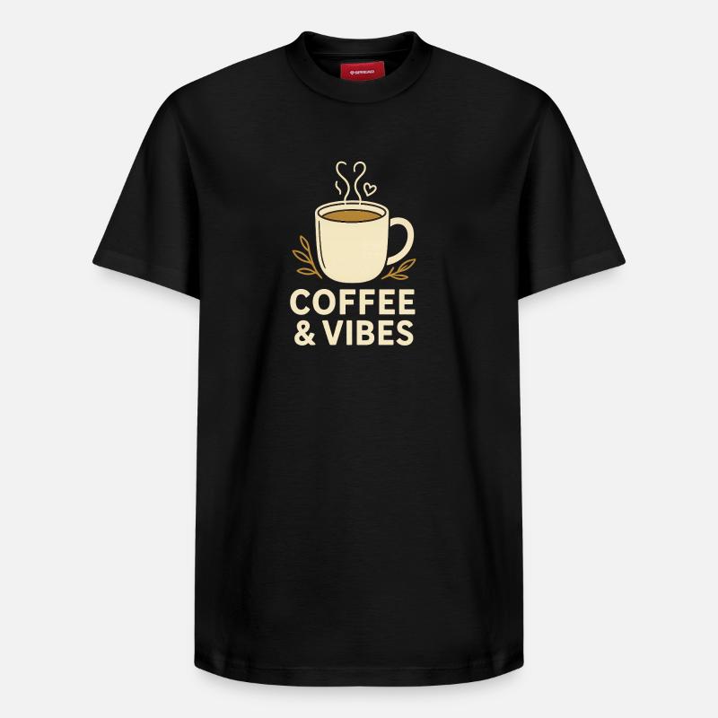 Kaffee & Vibes Becher Illustration - Relaxed Unisex Supima Cotton T-Shirt – von SPREAD - Schwarz