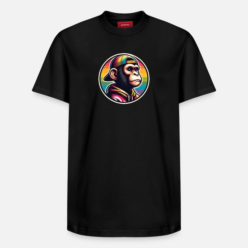 Casquette à capuche Monkey Arc-en-ciel - T-shirt unisexe décontracté en coton Supima – de SPREAD - noir