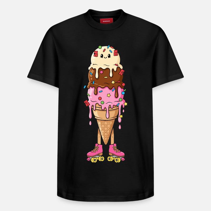 Patins à glace Kawaii rétro - T-shirt unisexe décontracté en coton Supima – de SPREAD - noir