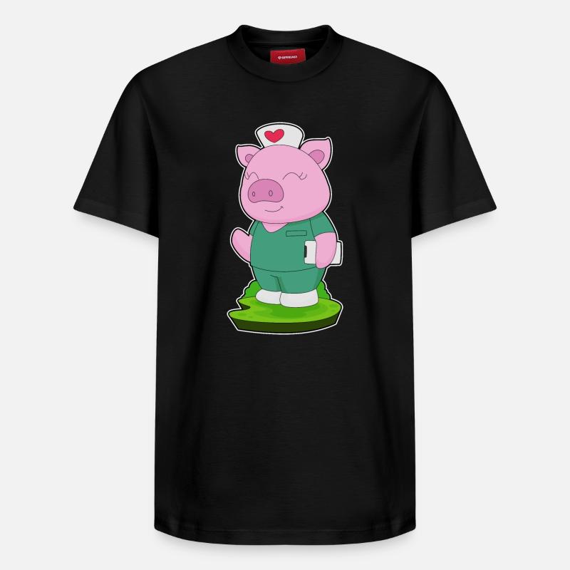 Bloc-notes d’infirmière porcine - T-shirt unisexe décontracté en coton Supima – de SPREAD - noir