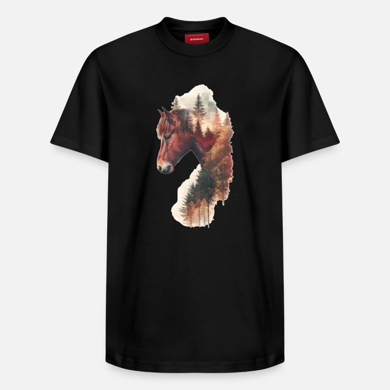 Pferd - Relaxed Unisex Supima Cotton T-Shirt – von SPREAD - Schwarz