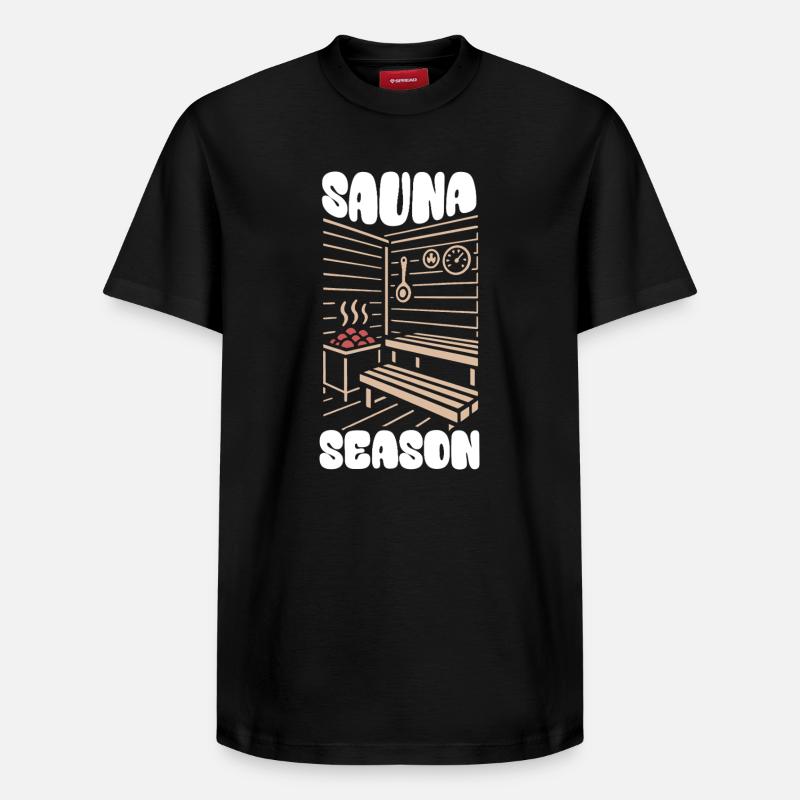 Saison du sauna - Sauna - Dicton - T-shirt unisexe décontracté en coton Supima – de SPREAD - noir