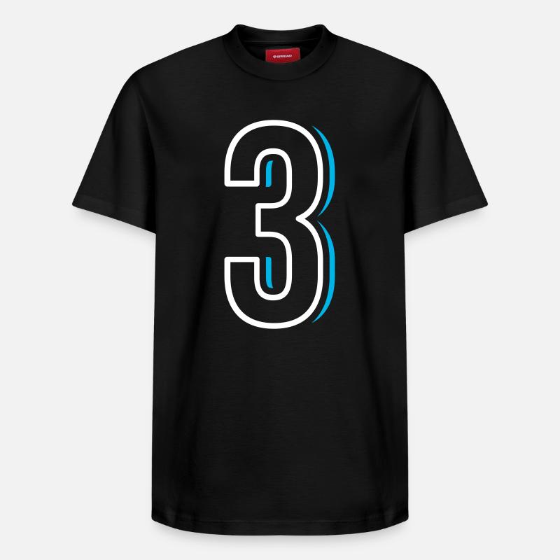 Numéro 3 - Trois - T-shirt unisexe décontracté en coton Supima – de SPREAD - noir