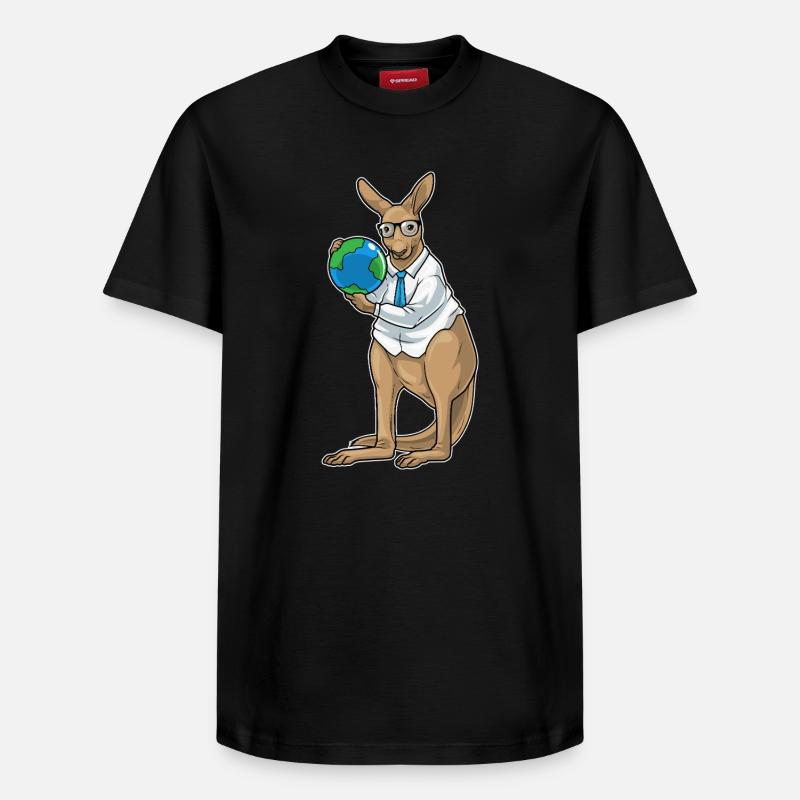 Kangaroo Story Teacher Globe - T-shirt unisexe décontracté en coton Supima – de SPREAD - noir