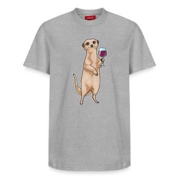 Vin rouge de suricate - T-shirt unisexe décontracté en coton Supima – de SPREAD - gris chiné - Devant - AI Model Female 172 dark (172cm) & AI Model Male 185 dark (185cm)