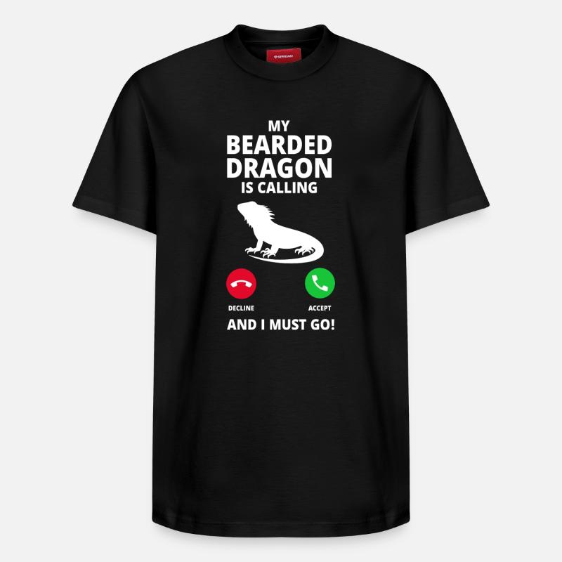 Appel du dragon barbu - T-shirt unisexe décontracté en coton Supima – de SPREAD - noir