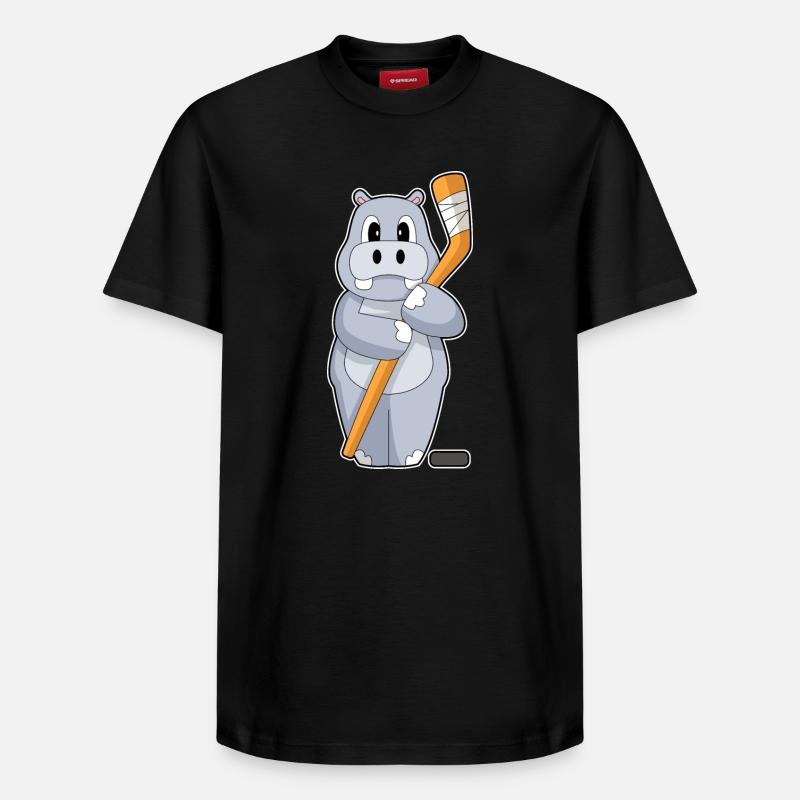 Nilpferd Eishockey Eishockeyschläger - Relaxed Unisex Supima Cotton T-Shirt – von SPREAD - Schwarz