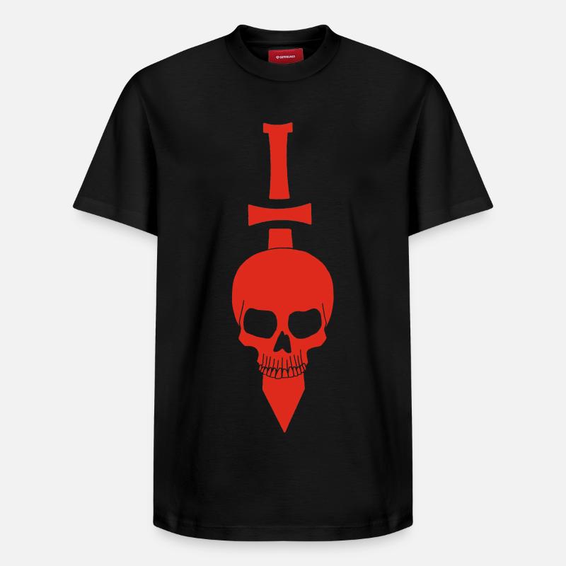 Crâne rouge et épée - T-shirt unisexe décontracté en coton Supima – de SPREAD - noir