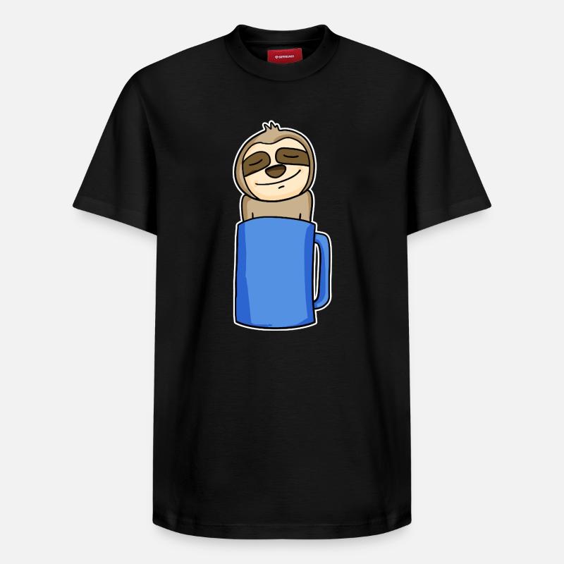 Faultier im Kaffeebecher - Relaxed Unisex Supima Cotton T-Shirt – von SPREAD - Schwarz