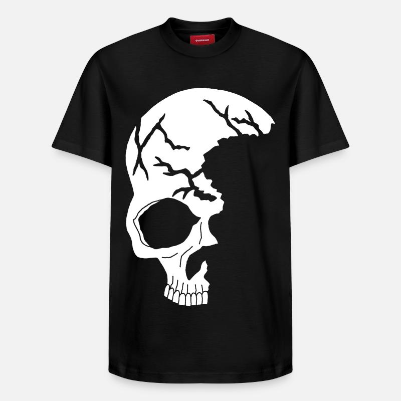 Demi-crâne blanc - T-shirt unisexe décontracté en coton Supima – de SPREAD - noir