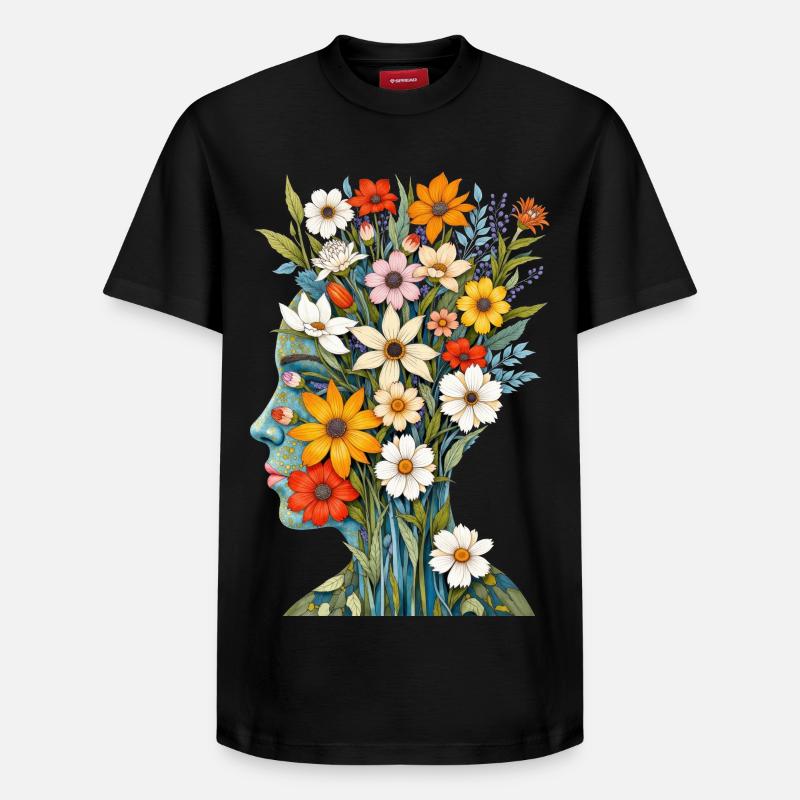 Abstrakte Kunst Blumen - Relaxed Unisex Supima Cotton T-Shirt – von SPREAD - Schwarz