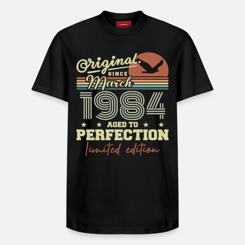 Anniversaire Mars 1984 - T-shirt unisexe décontracté en coton Supima – de SPREAD - noir