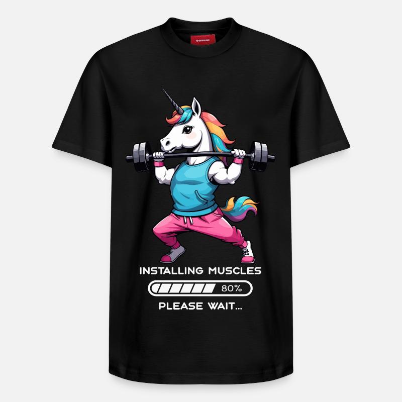 Bodybuilder Einhorn - Relaxed Unisex Supima Cotton T-Shirt – von SPREAD - Schwarz