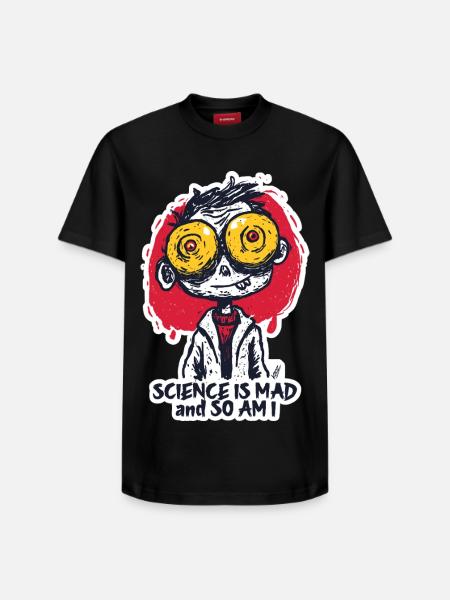 Wide-Eyed Mad Scientist Sticker - Relaxed Unisex Supima Cotton T-Shirt – by SPREAD - black