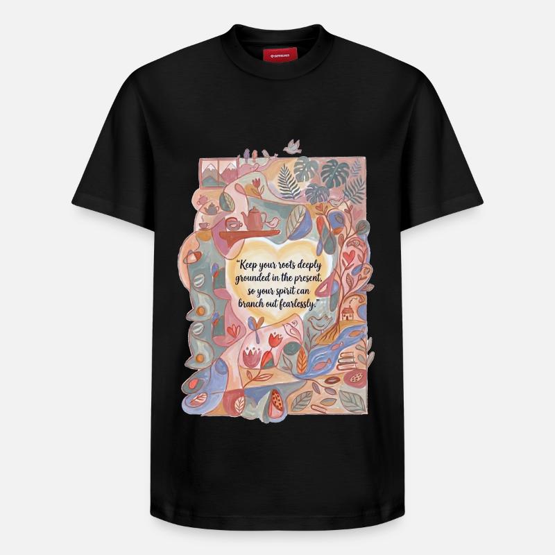 Profondément ancré dans le présent - T-shirt unisexe décontracté en coton Supima – de SPREAD - noir