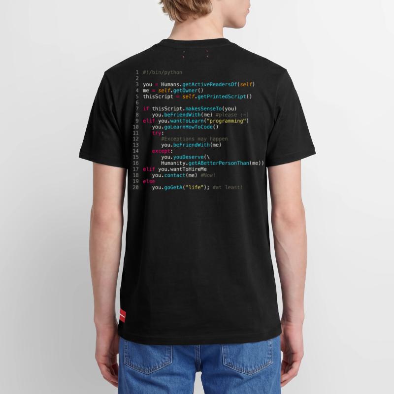 Be friends with programmers (in Python) Relaxed Unisex Supima Cotton T-Shirt – by SPREAD