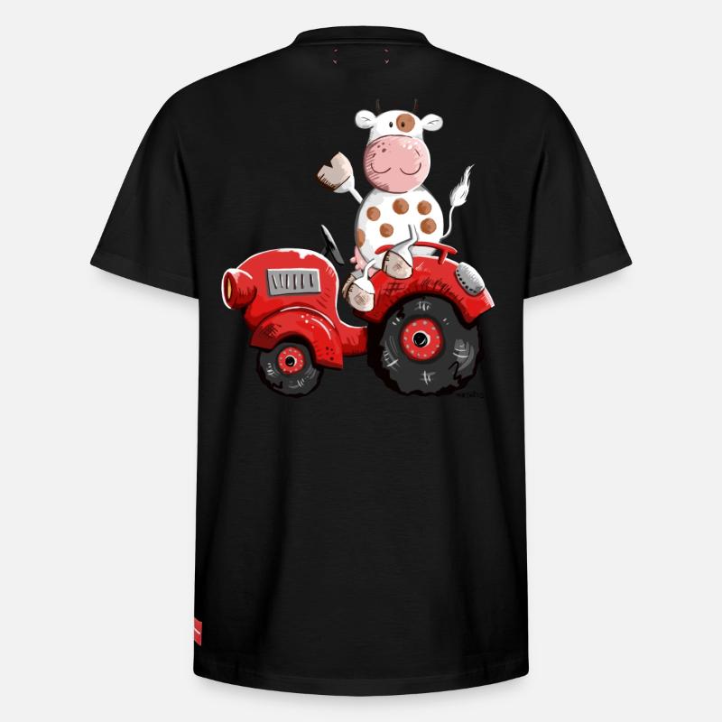 Tracteur Vache - T-shirt unisexe décontracté en coton Supima – de SPREAD - noir